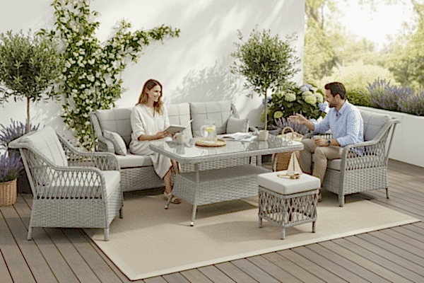 Petra Rattan Örgü Bahçe Mobilyası Takımı 3+1+1 2 Puf ve Masa